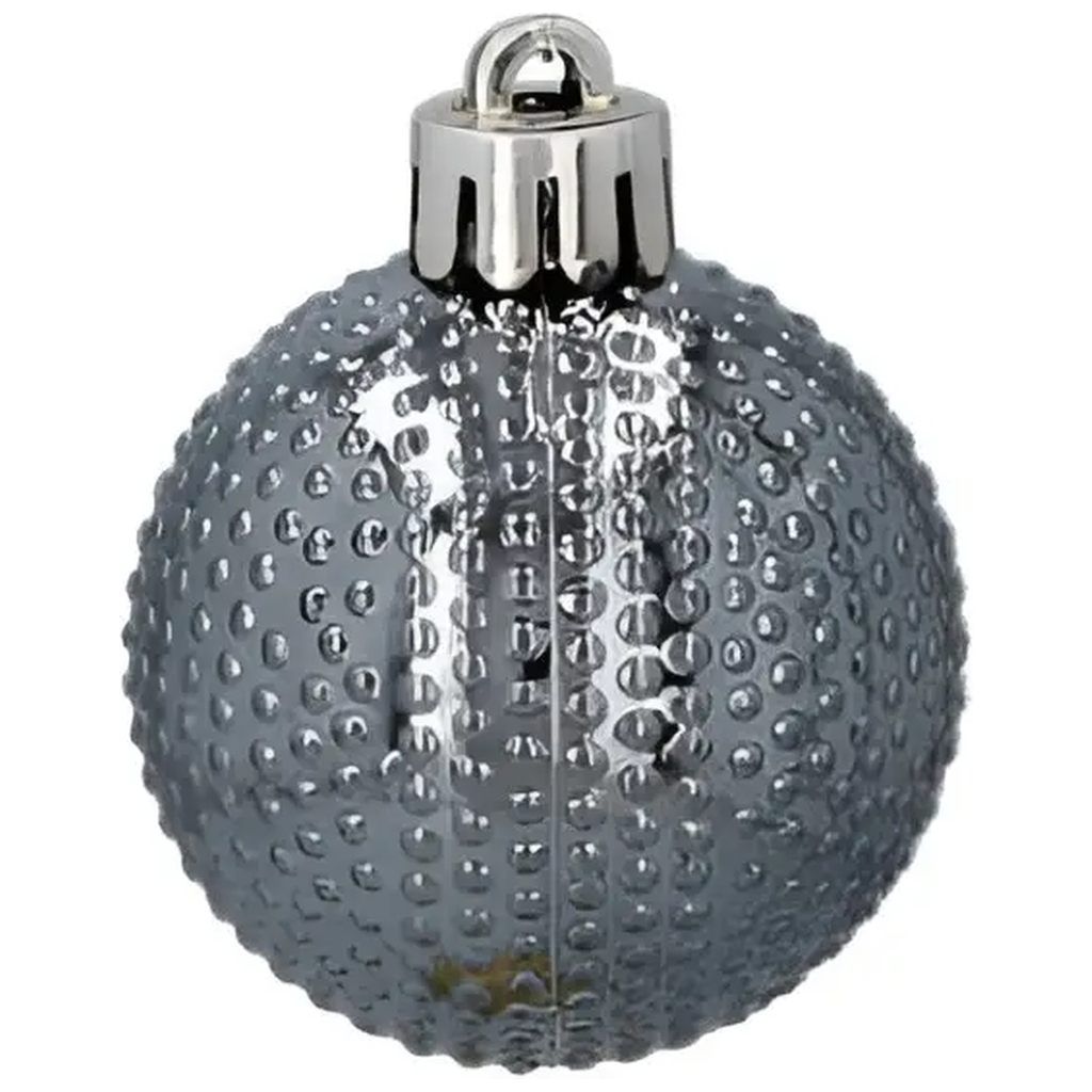 Ялинкова іграшка Chomik пластикові кульки 16 шт, 4 см, сріблясті і біли (5900779877351_3) - зображення 6