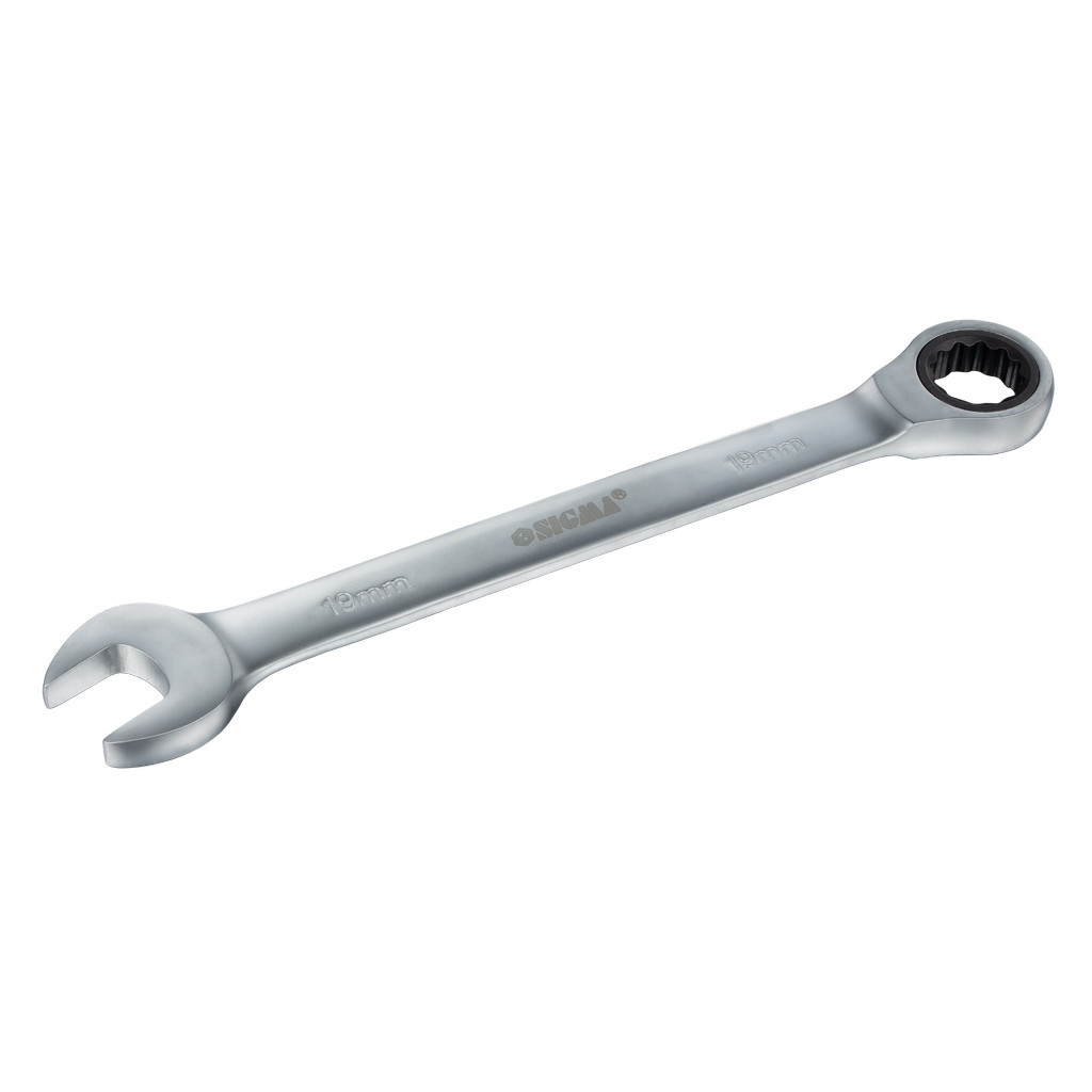 Ключ Sigma ріжково-накидний з тріскачкою 19мм CrV satine (6022191) - зображення 3