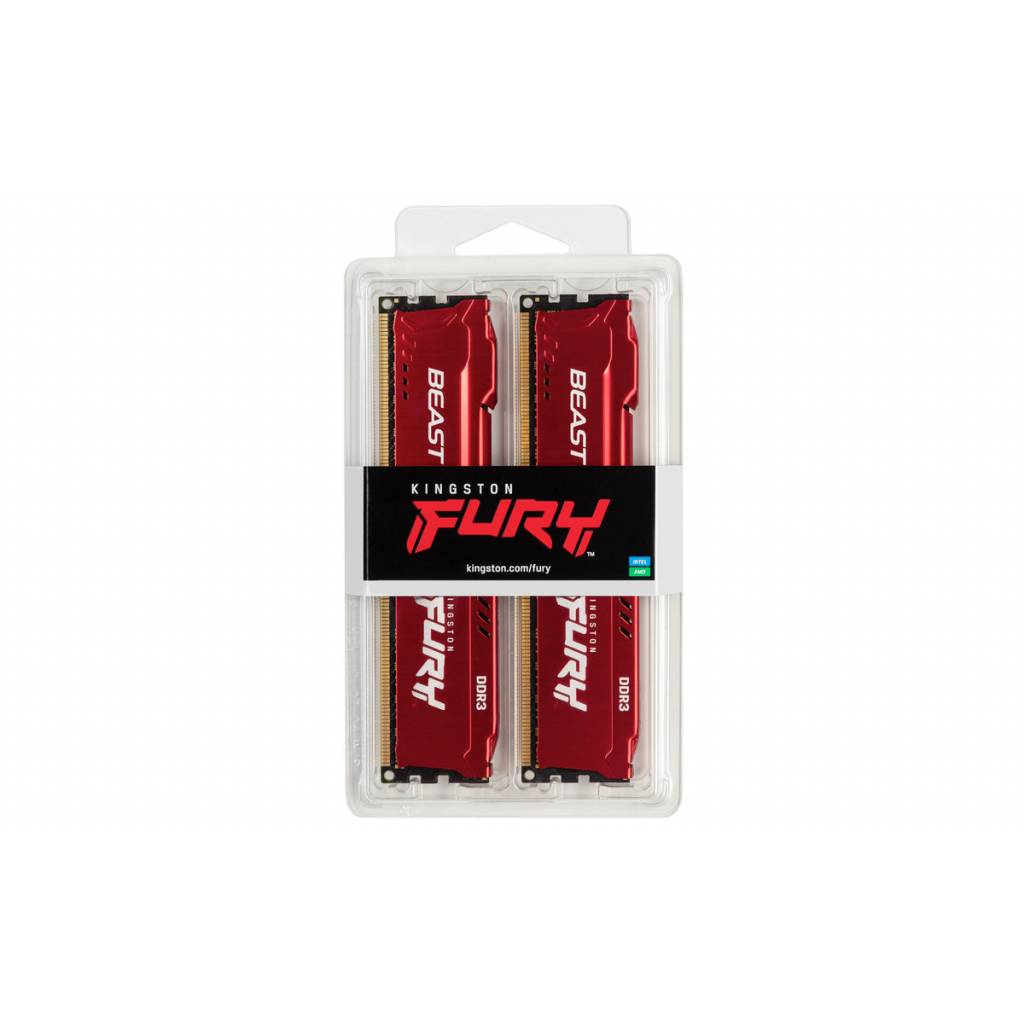 Модуль пам'яті для комп'ютера DDR3 8GB (2x4GB) 1866 MHz Fury Beast Red Kingston Fury (ex.HyperX) (KF318C10BRK2/8) - зображення 5