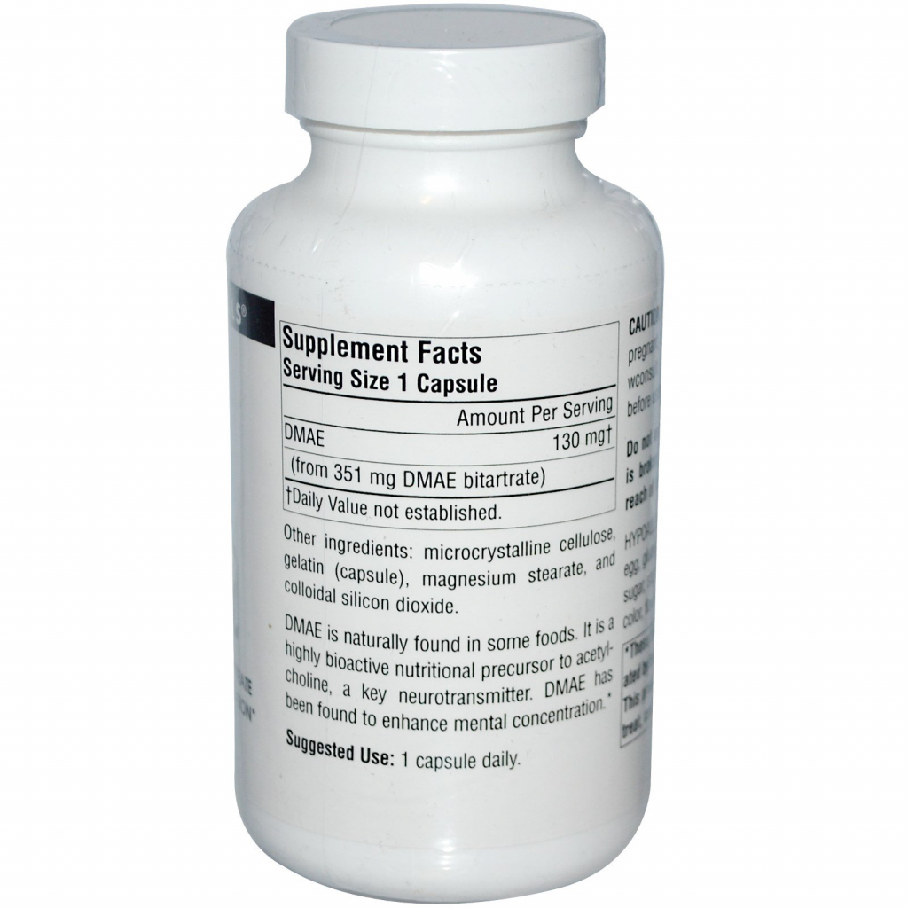 Амінокислота Source Naturals DMAE (діметіламіноетанол) 351мг, 200 капсул (SNS-01583) - зображення 2