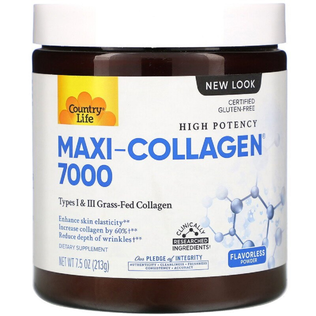 Вітамін Country Life Колаген 1 і 3 Типів + Біотин, Maxi Collagen, 7,5 унцій (210 (CLF-05070) - зображення 1