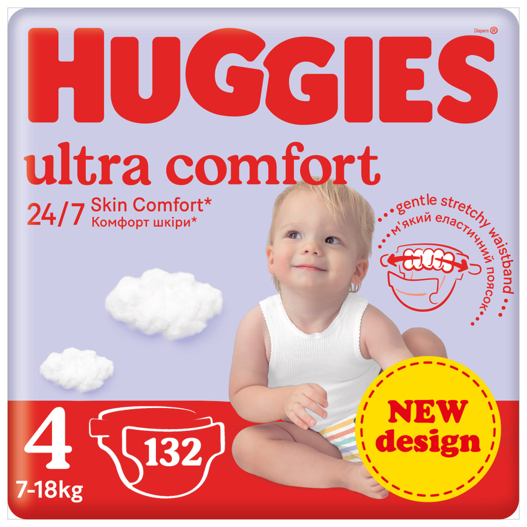 Підгузки Huggies Ultra Comfort 4 (7-18 кг) M-Pack 132 шт (5029053590523) - зображення 1