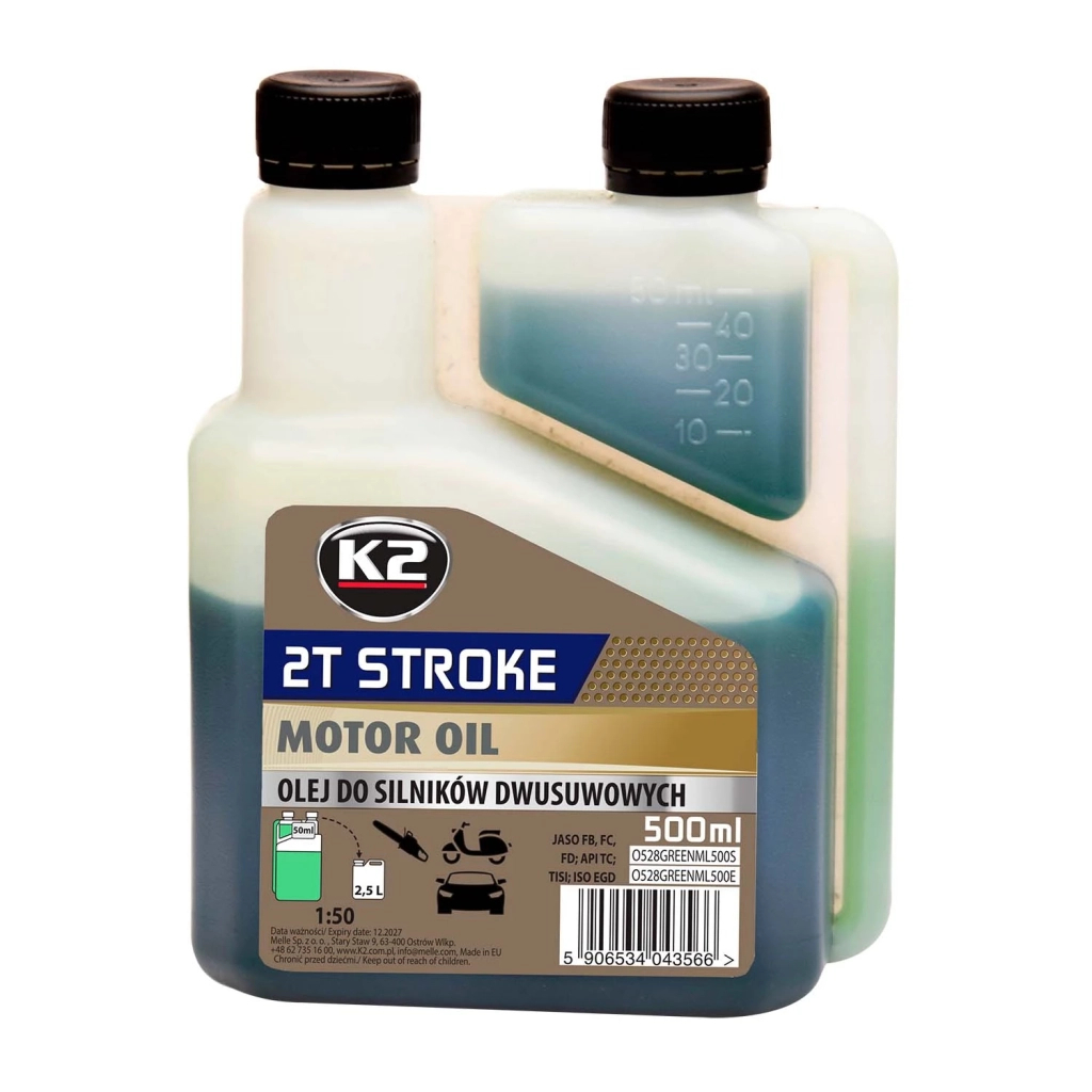 Моторна олива K2 2T Stroke Oil Green 500 мл (O528GREENML500E) - зображення 1