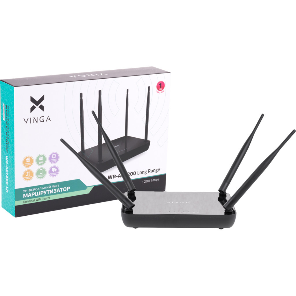 Маршрутизатор Vinga WR-AC1200 Long Range (WR-AC1200-LR) - зображення 1