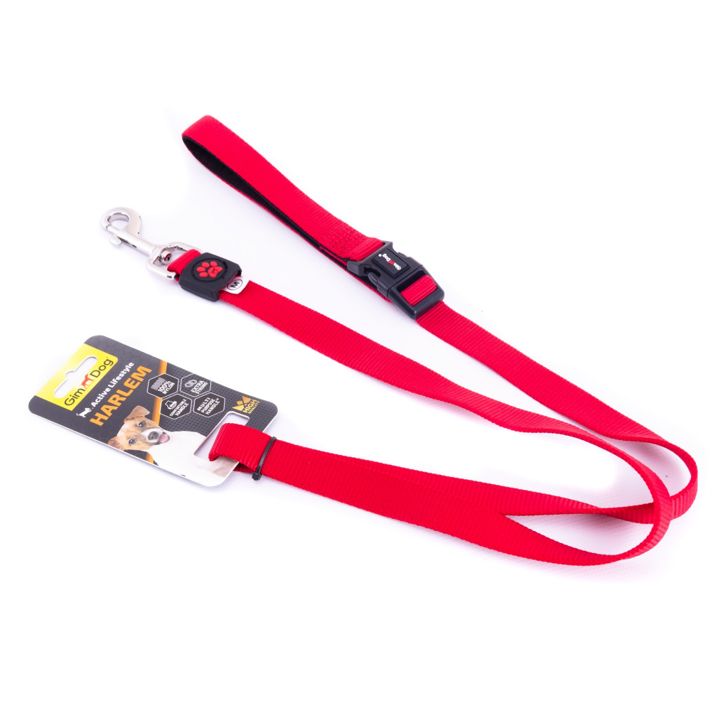 Повідець для собак GimDog HARLEM неопрен 2.5х120 см (червоний) (8009632058924) - зображення 2