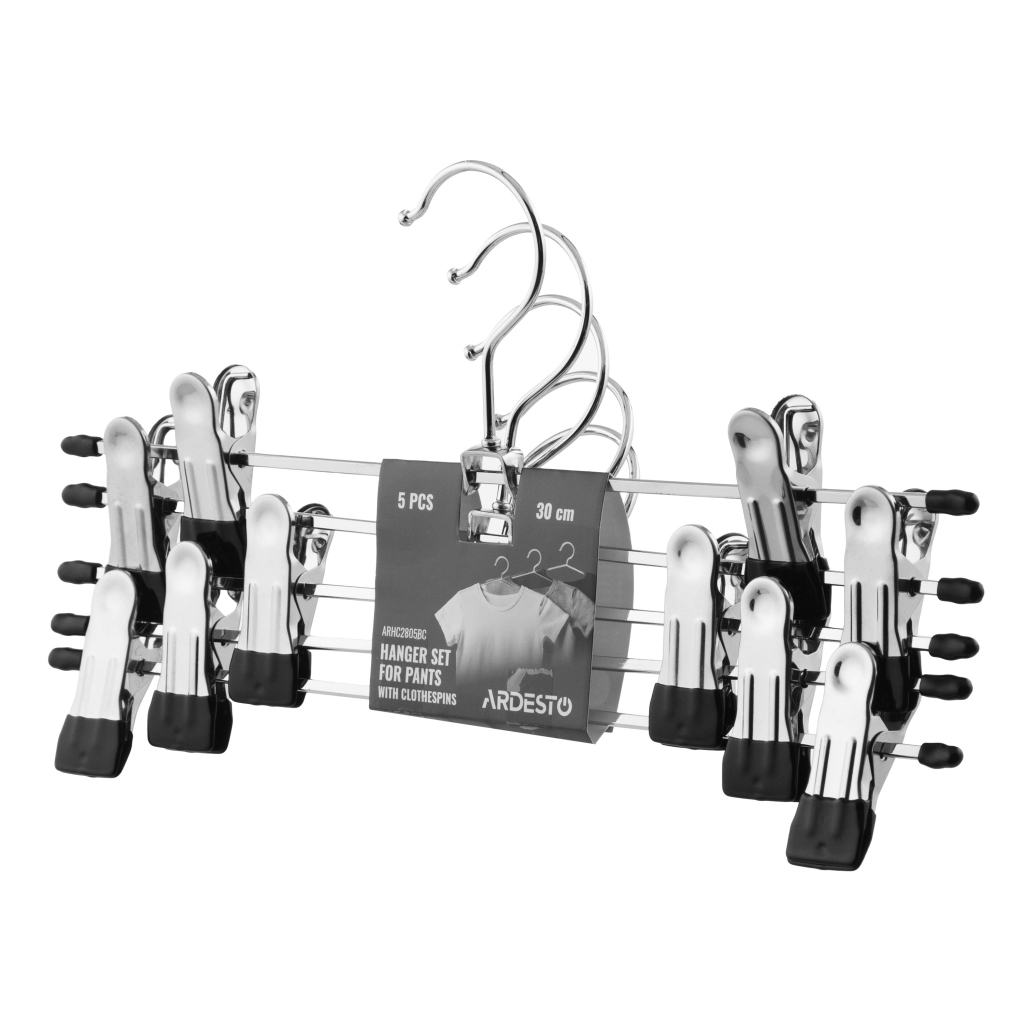 Плічка Ardesto Металеві З прищіпками для штанів Чорний 30 см 5 шт. (ARHC2805BC) - изображение 2