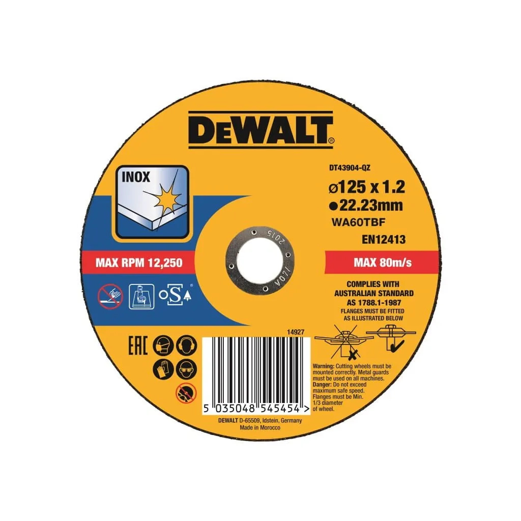 Круг відрізний DeWALT EXTREME, нержавіюча сталь/листовий метал, 125х1.2х22.23 мм (DT43904) - зображення 1