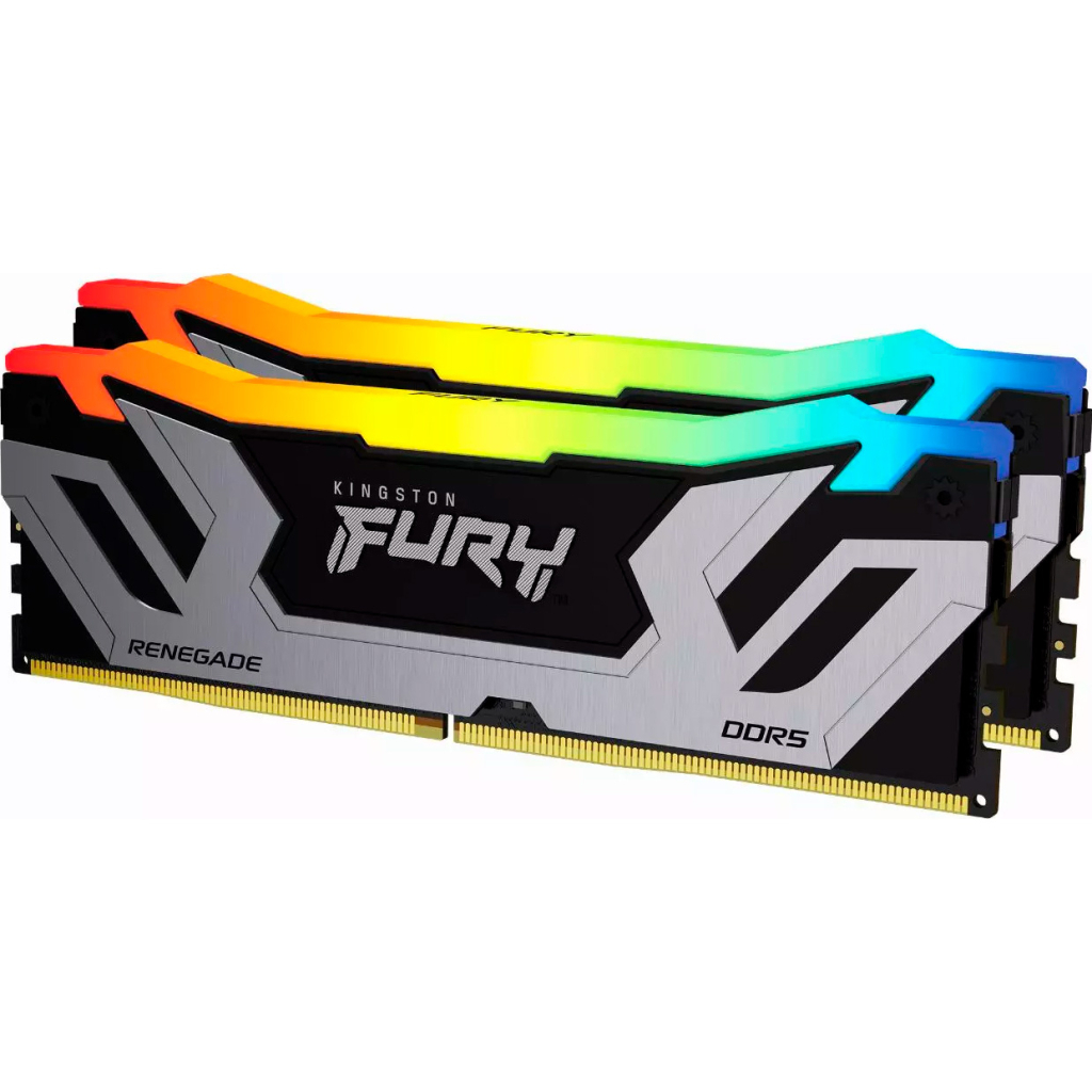 Модуль пам'яті для комп'ютера DDR5 48GB 8400 MHz Renegade RGB Silver XMP Kingston Fury (ex.HyperX) (KF584CU40RSAK2-48) - зображення 1