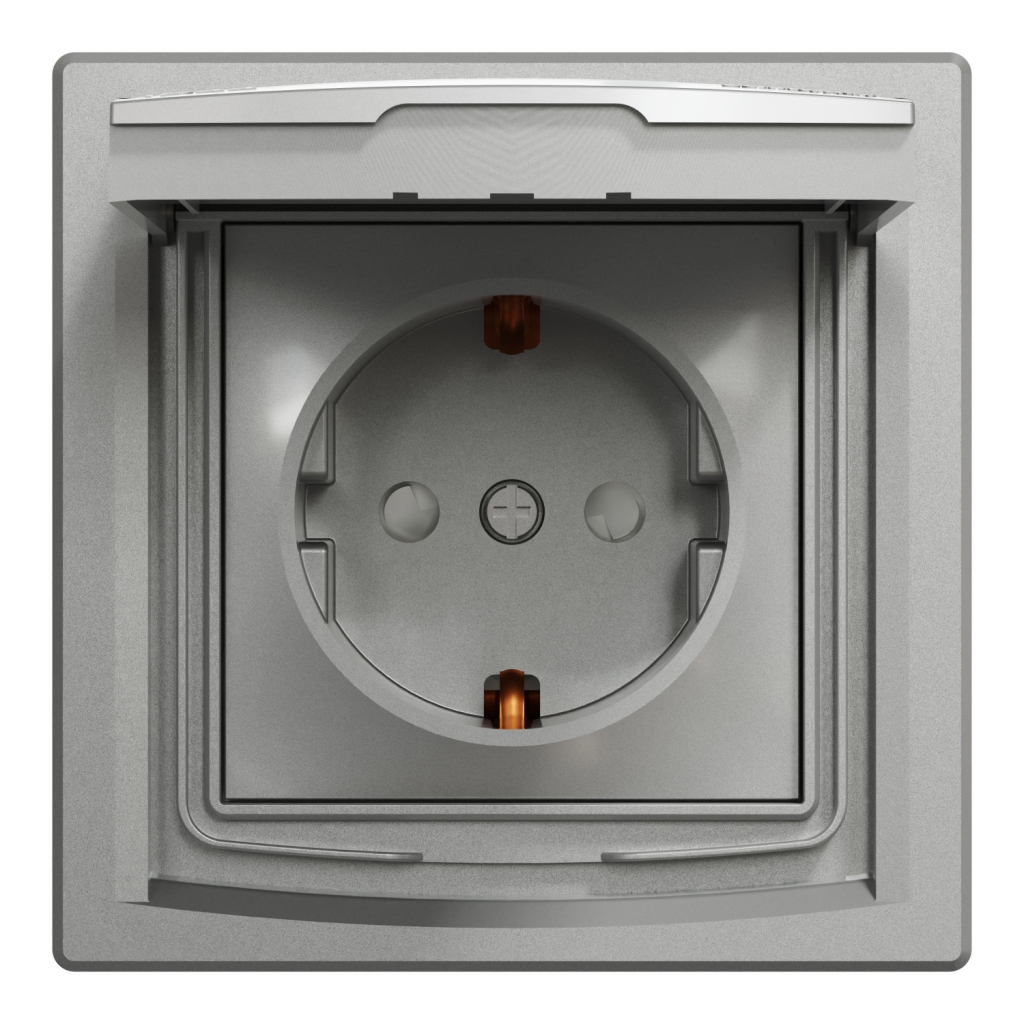 Розетка Schneider Electric ASFORA з кришкою IP44, алюміній (EPH3100361) - изображение 1