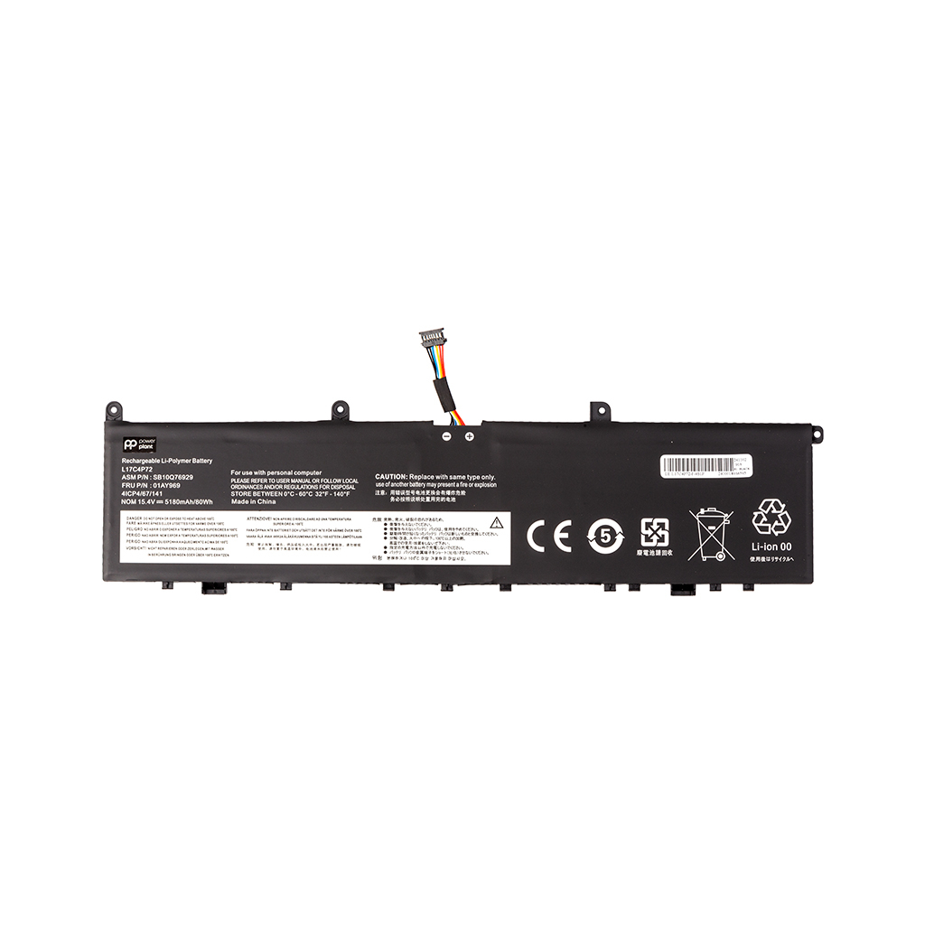 Акумулятор до ноутбука LENOVO ThinkPad X1 Extreme 1st/2nd/Gen (L17C4P72) 15.4V 5180mAh PowerPlant (NB482474) - зображення 1