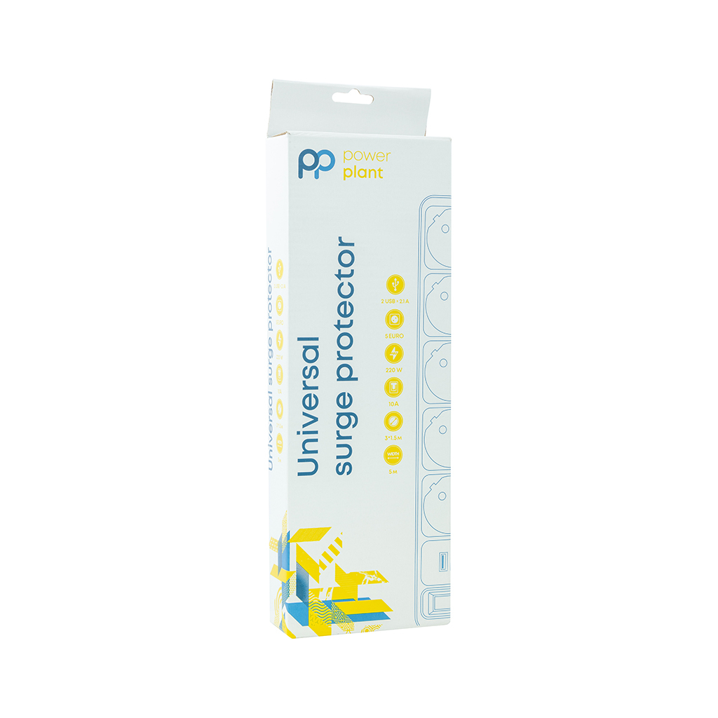 Мережевий фільтр живлення PowerPlant 5м, 5 розеток, USB 2.1A (JY-1056U/5) (PPSA10M50S5U) - зображення 3