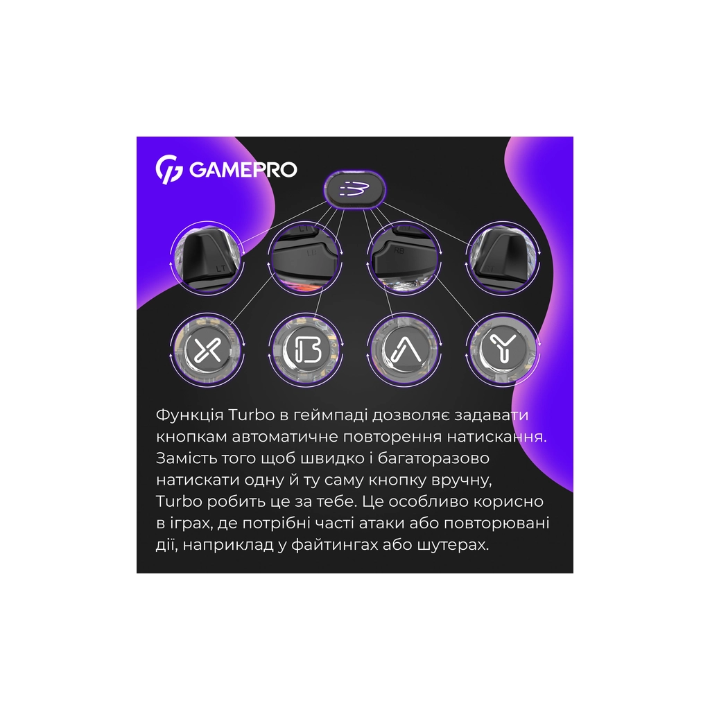 Геймпад GamePro GPX13T 2.4G/BT 5.1/USB/PC/iOS/Android RGB Transparent (GPX13T) - зображення 10