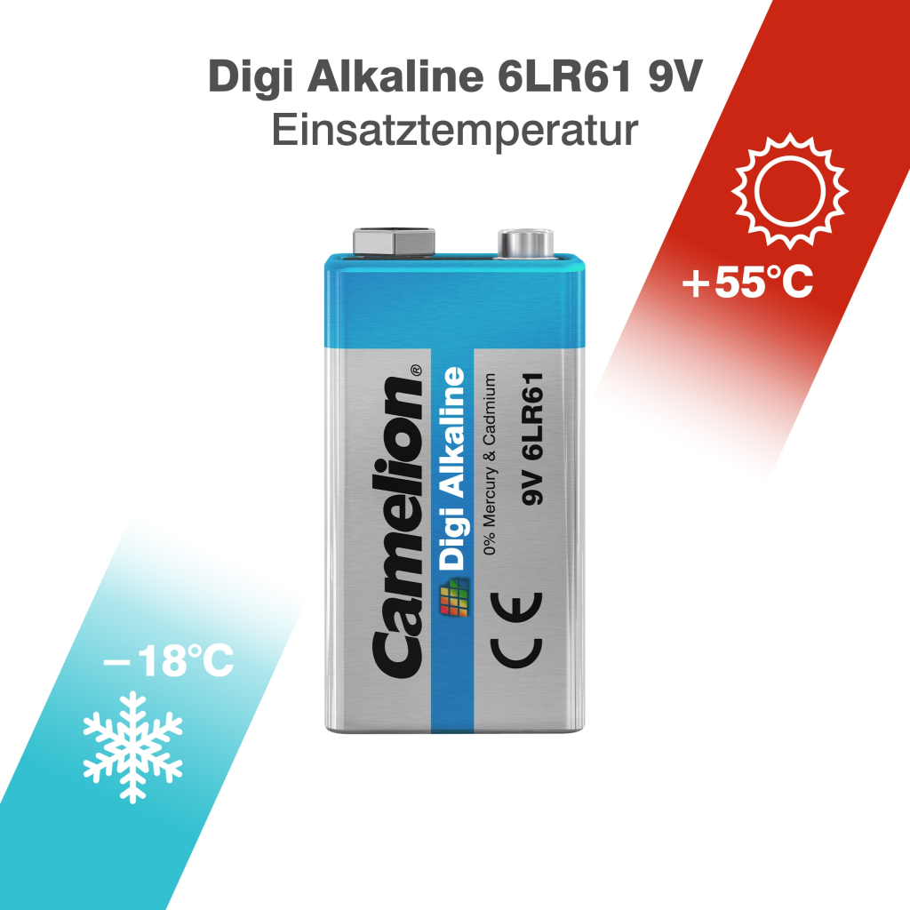 Батарейка Camelion Крона 6LR61 9V Digi Alkaline * 1 (6LR61-BP1DG) - изображение 3