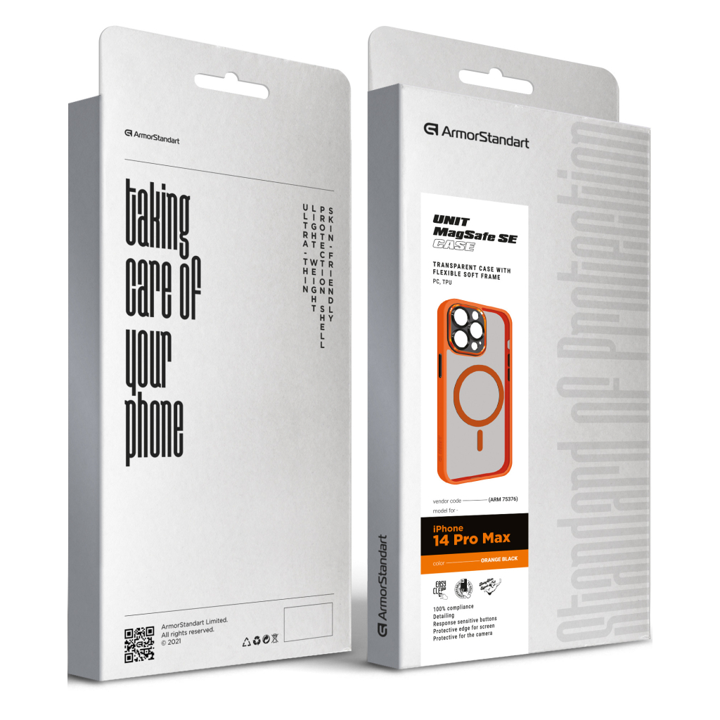 Чохол до мобільного телефона Armorstandart Unit MagSafe SE Apple iPhone 14 Pro Max Orange Black (ARM75376) - зображення 2
