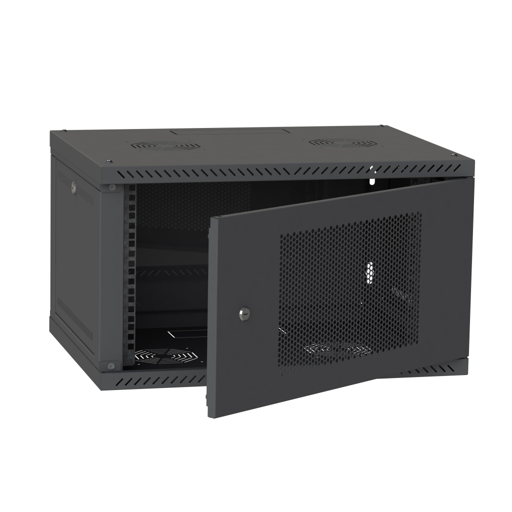 Шафа настінна Ipcom 4U, 600*350, перфорація, RAL9005 (СН-4U-060х035-ДП-9005) - изображение 2