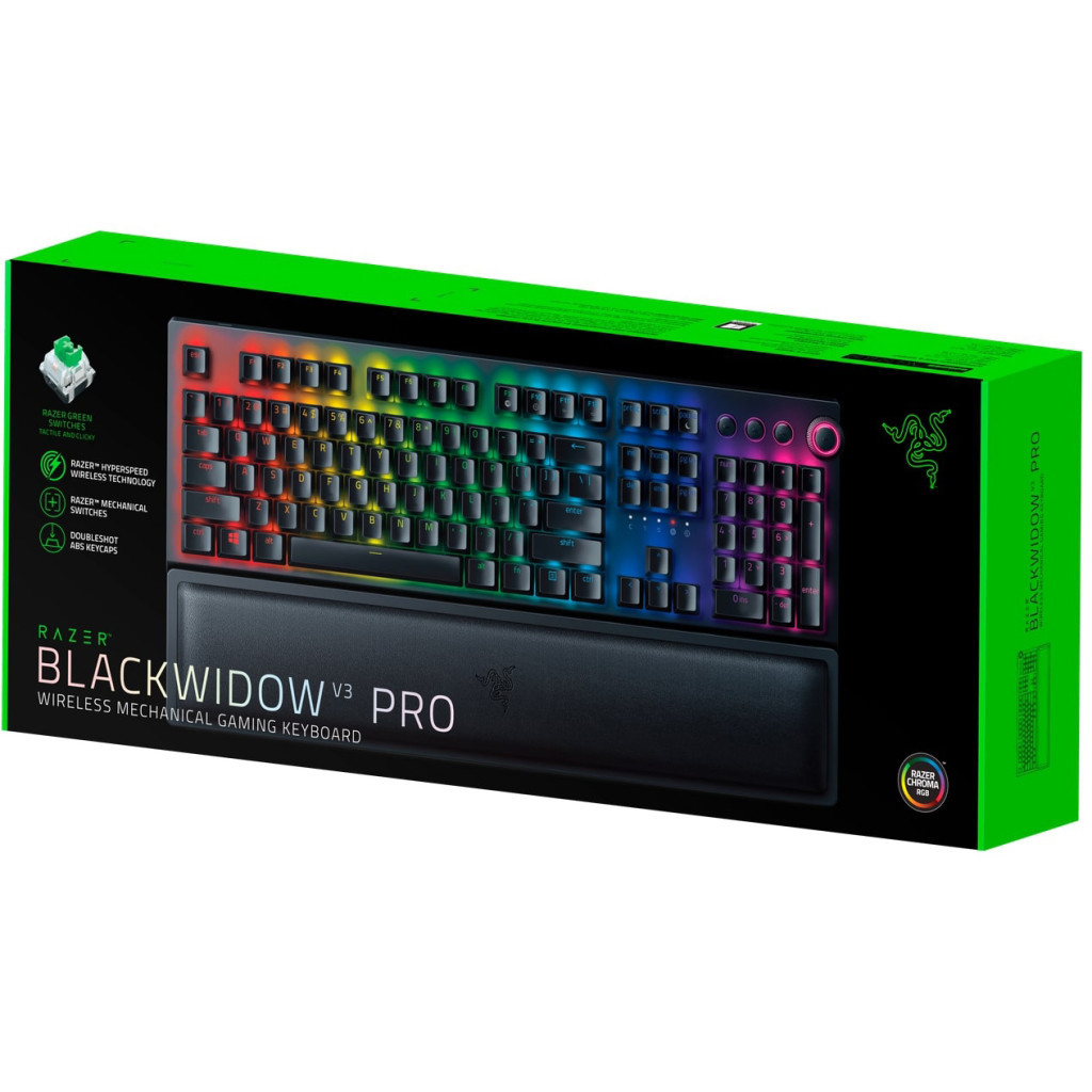 Клавіатура Razer BlackWidow V3 PRO Razer Green Wireless (RZ03-03530800-R3R1) - зображення 10