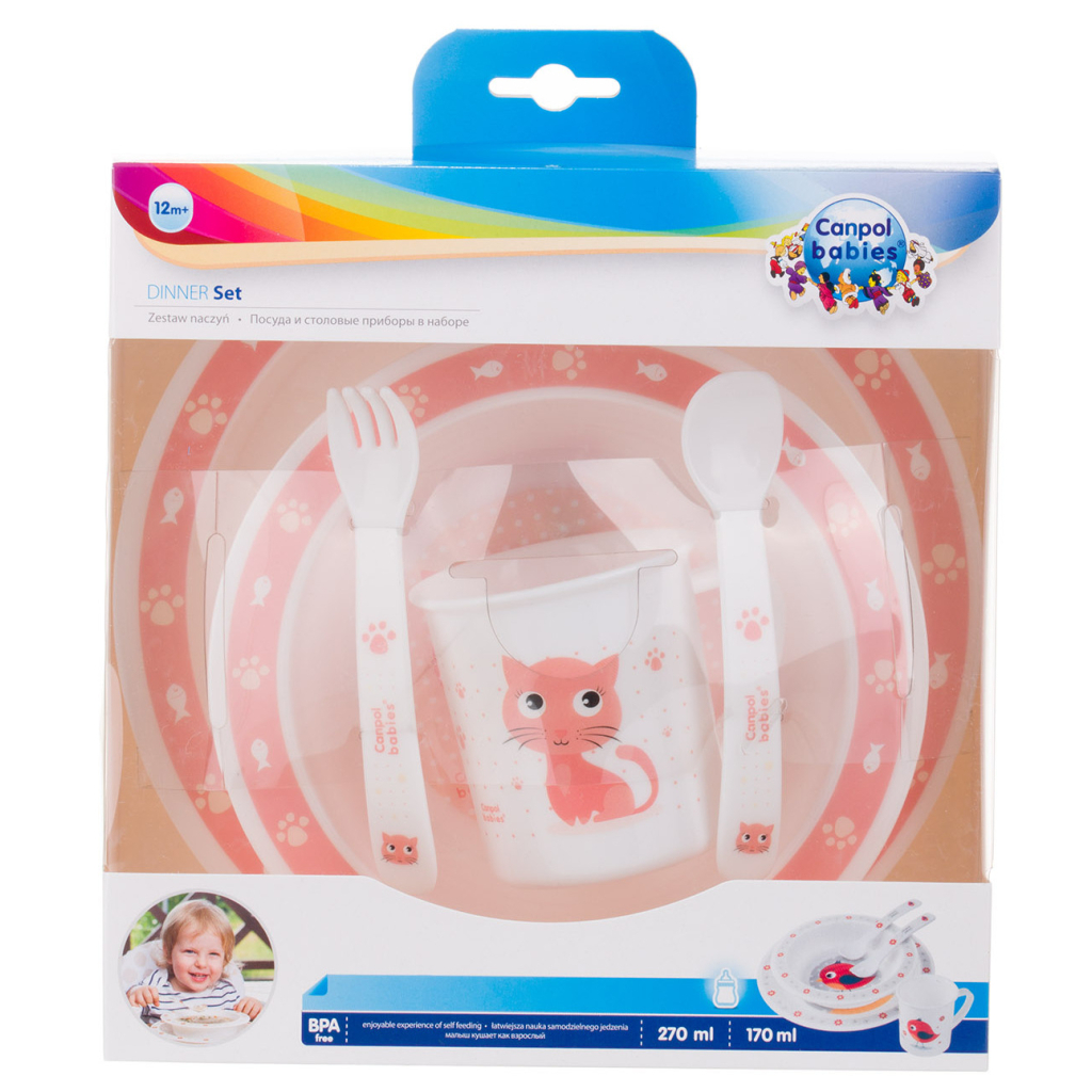 Набір дитячого посуду Canpol babies Cute Animals Котик Рожевий 5 предметів (4/401_pin) - зображення 8