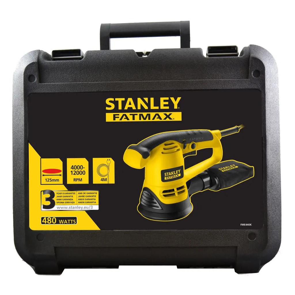 Шліфувальна машина Stanley FatMax, 480W, 4000-12000 об/хв, диск 125 мм, 3,9 кг, кейс (FME440K) - зображення 3
