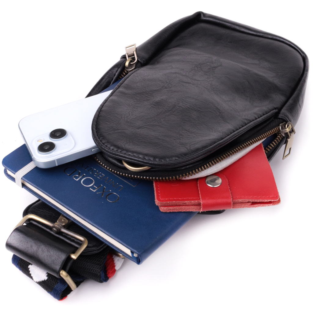 Сумка Vintage Жіноча слінг через плече з екошкіри Чорна (sale_15117) - зображення 8