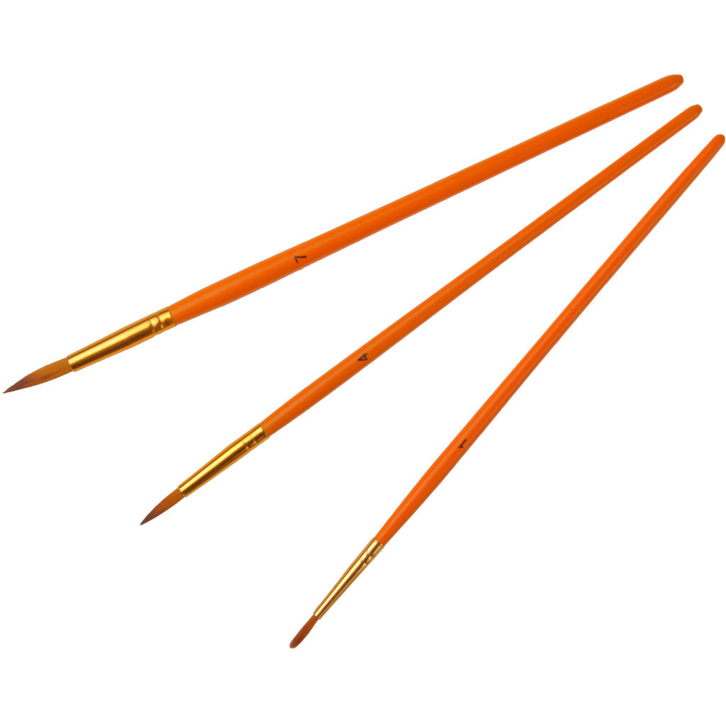 Пензлик для малювання Maxi набір 3 шт синтетичний ворс, круглі (№ 1, 4, 7) коротка ручка (MX60873) - зображення 2