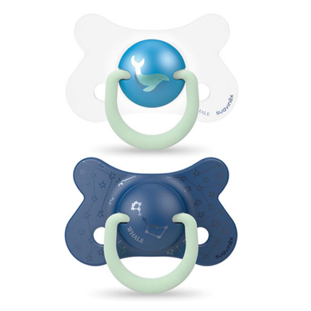 Пустушка Suavinex Синій кит 18 міс. 2 шт нічна (307011) - зображення 1