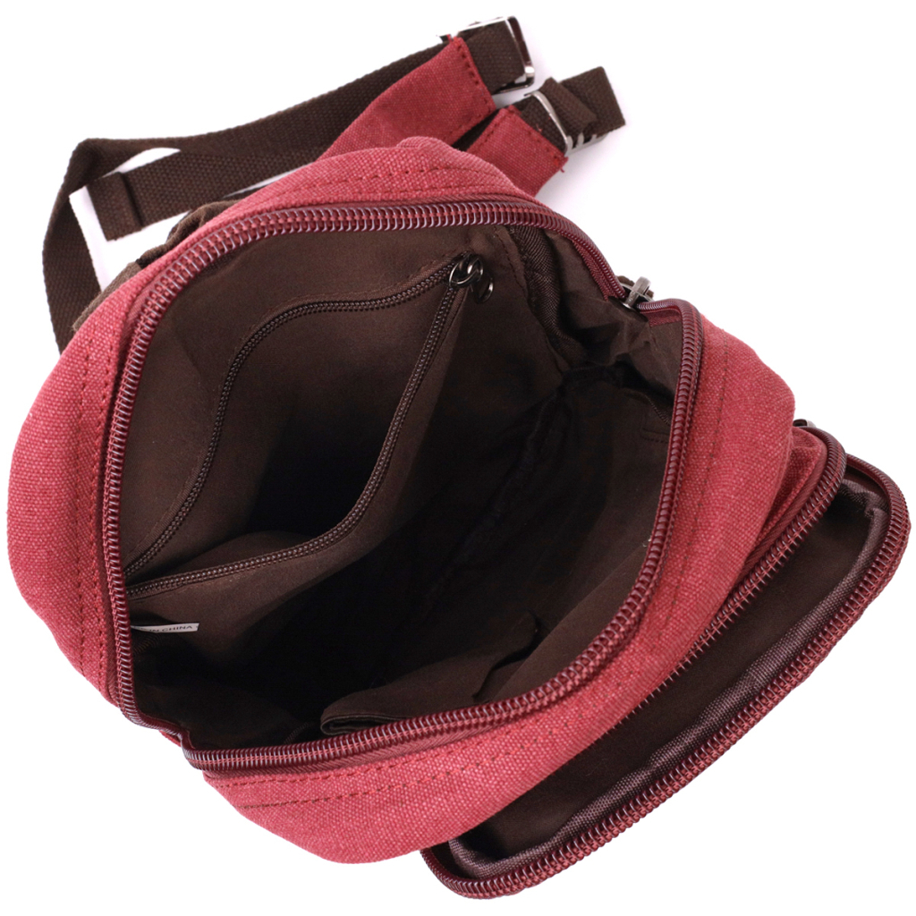 Сумка Vintage З двома відділеннями з щільного текстилю Бордова (22164) - зображення 6