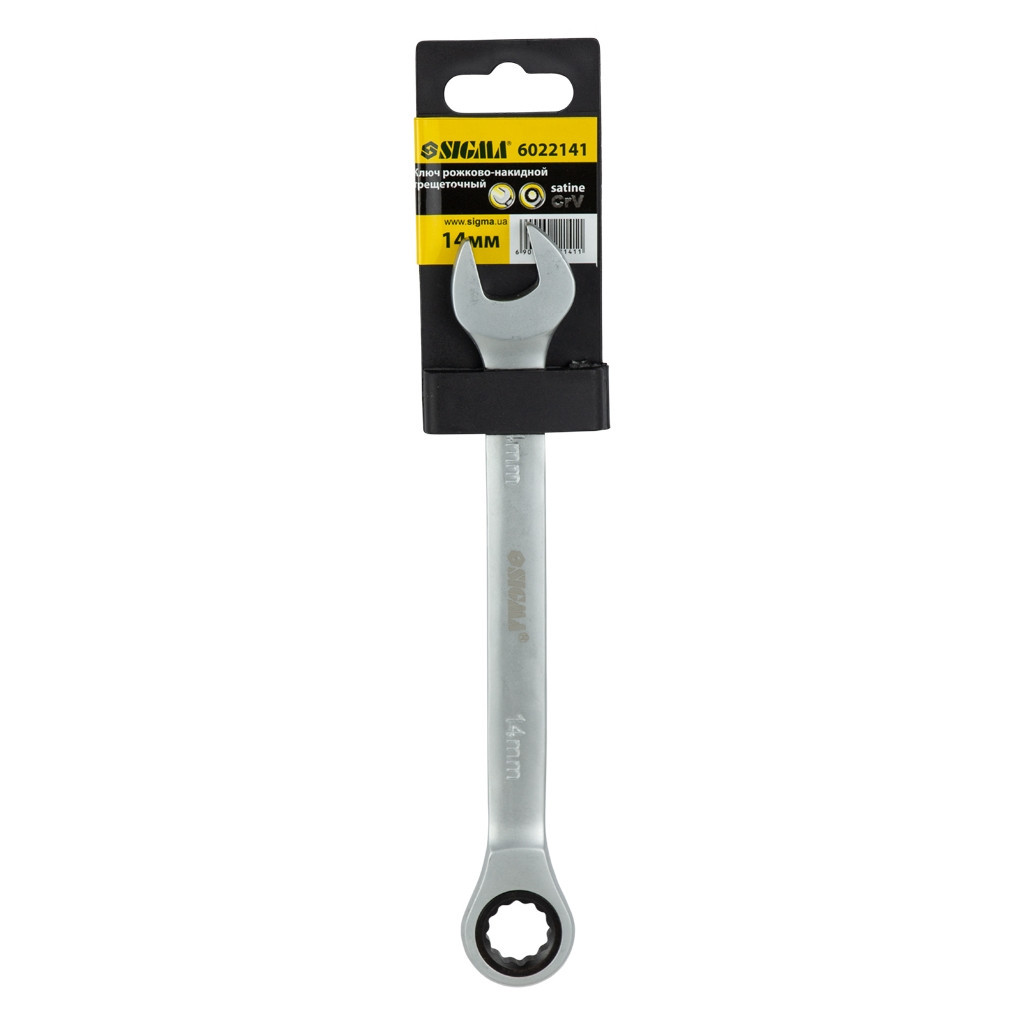 Ключ Sigma ріжково-накидний з тріскачкою 14мм CrV satine (6022141) - зображення 6