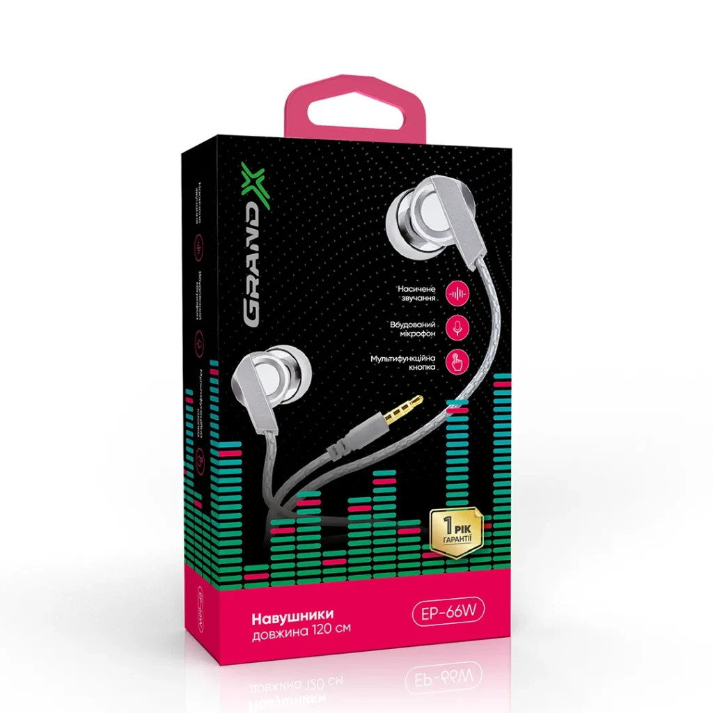 Навушники Grand-X EP-66W White - зображення 2