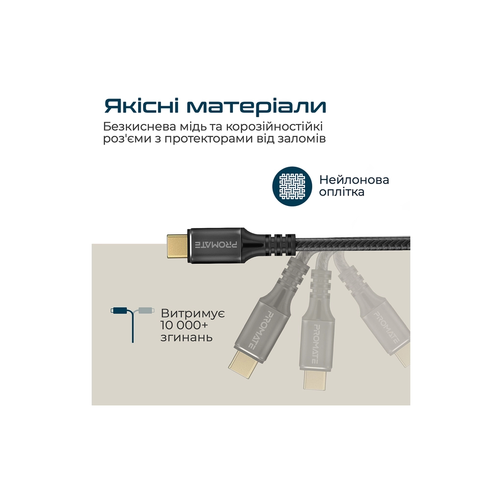 Дата кабель USB-C to USB-C 2.0m Promate (powerbolt240-2m.black) - зображення 6
