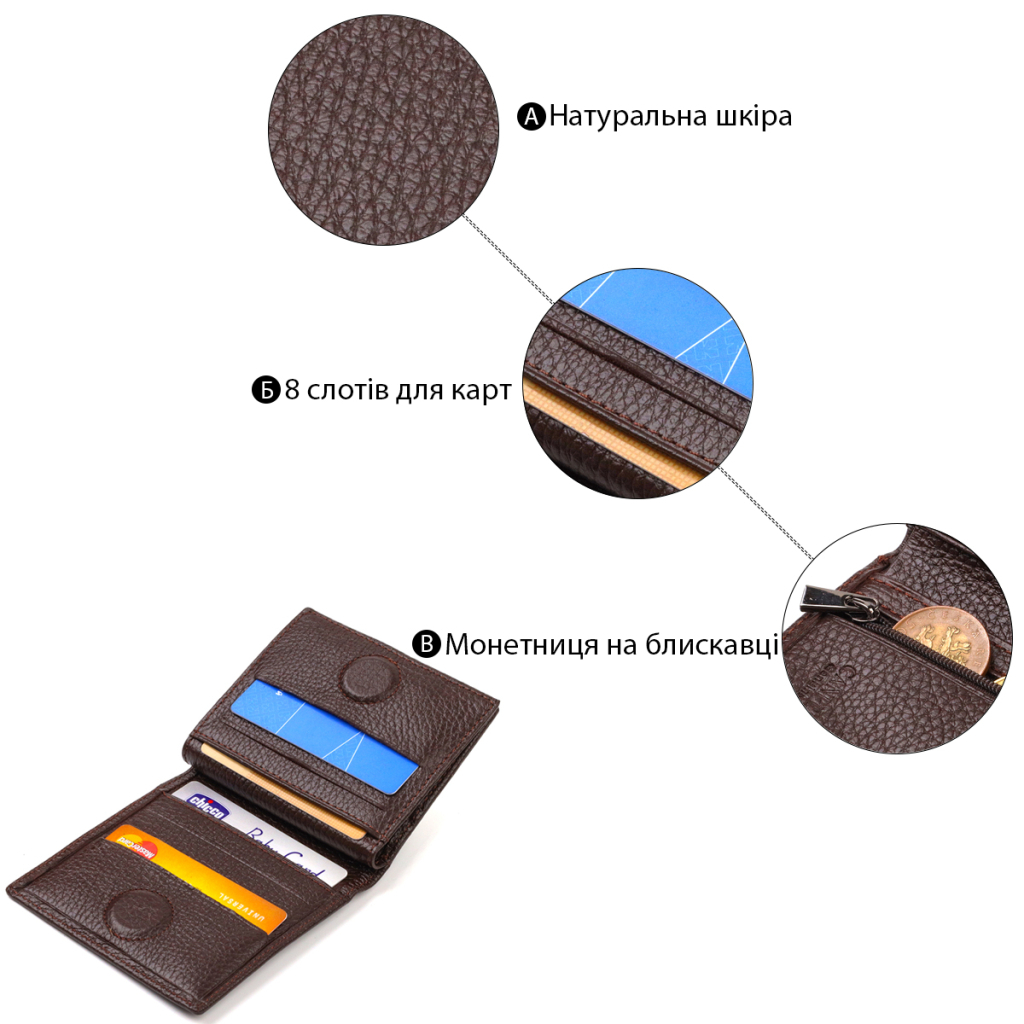 Портмоне Canpellini З натуральної шкіри Коричневе (21740) - зображення 4