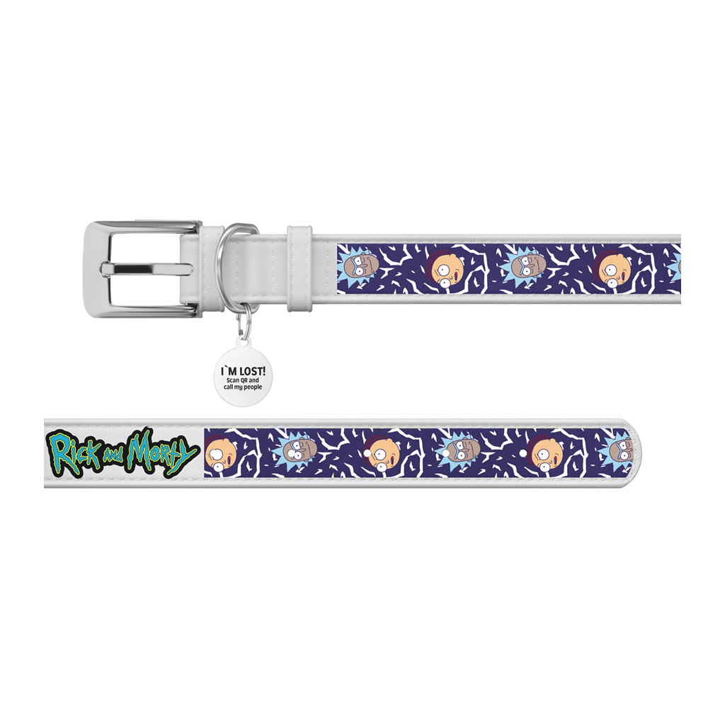 Нашийник для тварин WAUDOG Design з QR паспортом "Рік та Морті 2" Ш 12 мм Д 20-28 см білий (3602-0281-15) - зображення 3