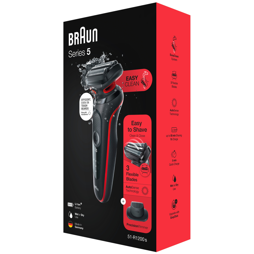 Електробритва Braun Series 5 51-R1200s BLACK / RED - зображення 7