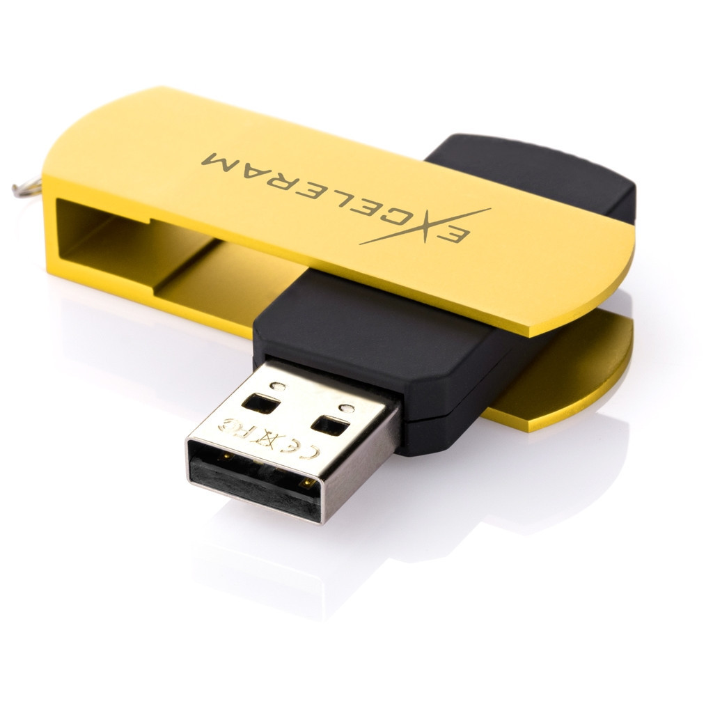 USB флеш накопичувач eXceleram 16GB P2 Series Yellow2/Black USB 2.0 (EXP2U2Y2B16) - зображення 2