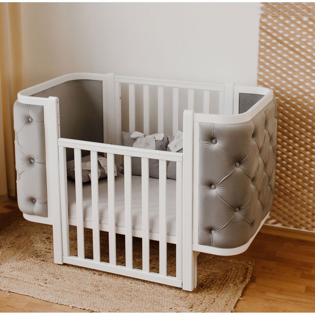 Ліжечко Angelo Luna гудзики сіре (велюр) 120х60 (12012) - зображення 5