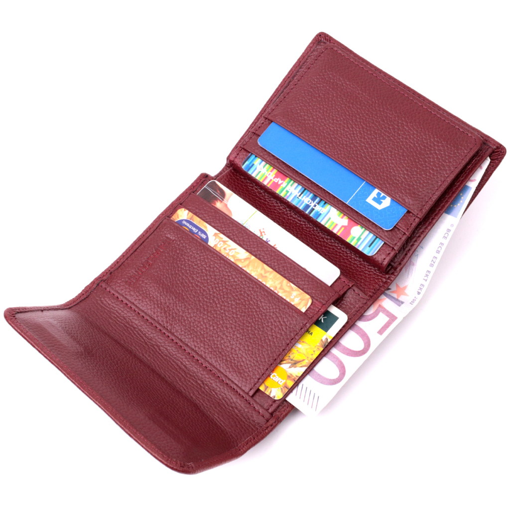 Гаманець ST Leather Шкіряний з монетницею Бордовий (19492) - зображення 6