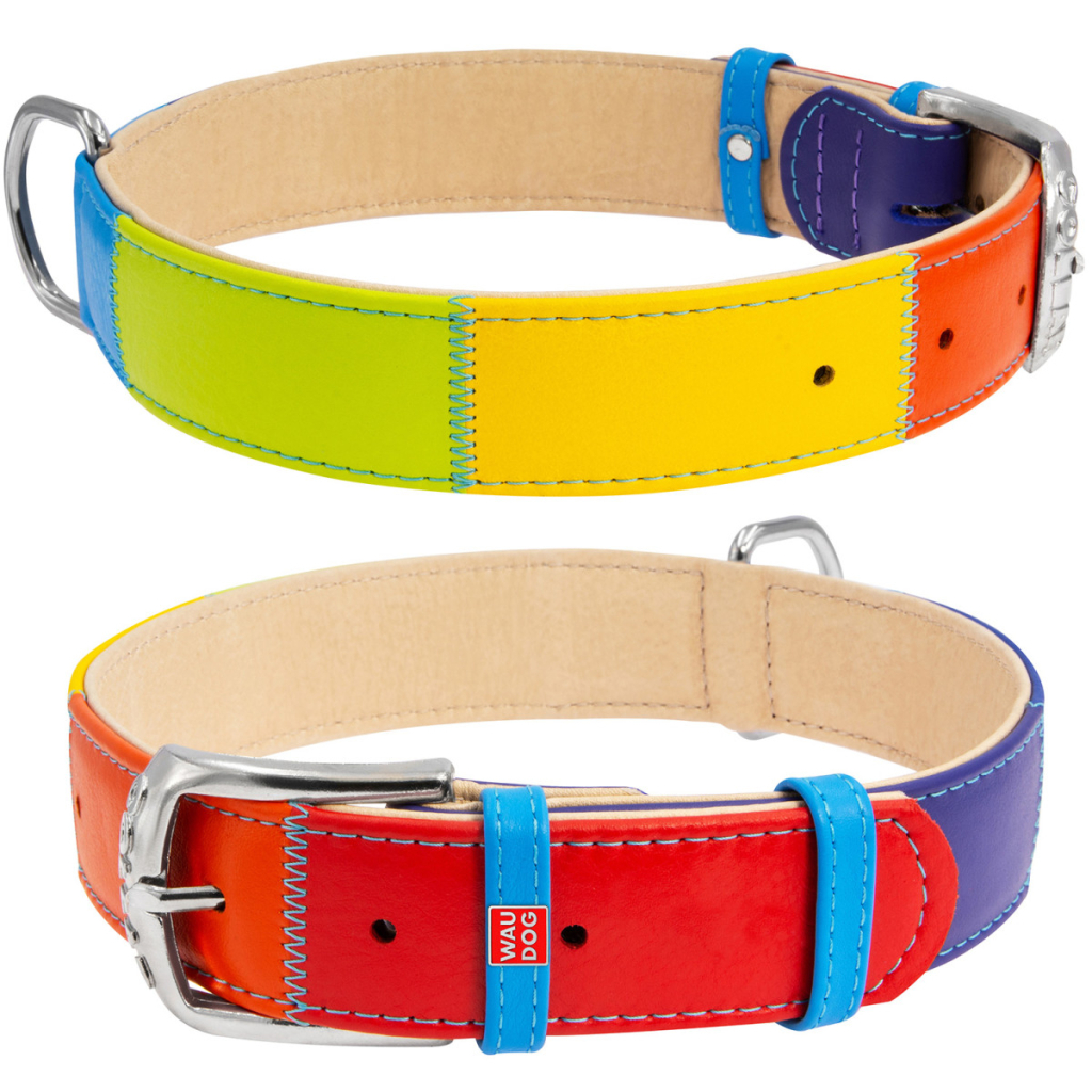 Нашийник для тварин WAUDOG Glamour з QR паспортом "Веселка" S (3920) - зображення 1
