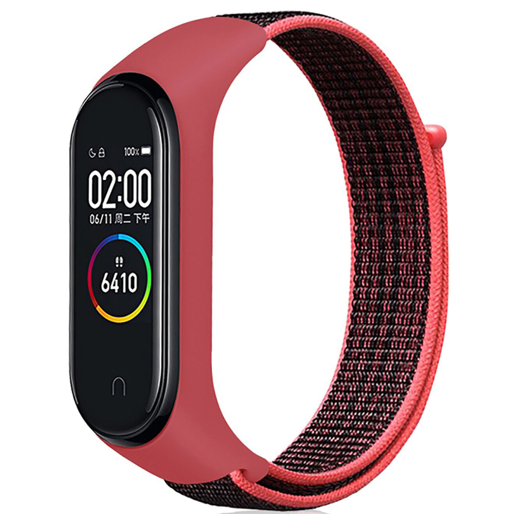 Ремінець до фітнес браслета BeCover Nylon Style для Xiaomi Mi Smart Band 7 Black-Red (707656) - зображення 1