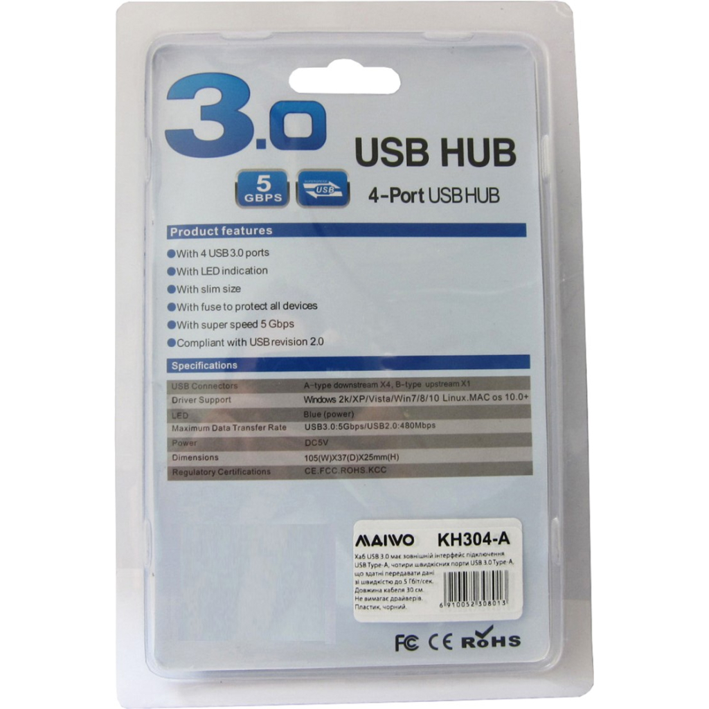 Концентратор Maiwo USB Type-A to 4х USB3.0 30cm (KH304-A) - зображення 7
