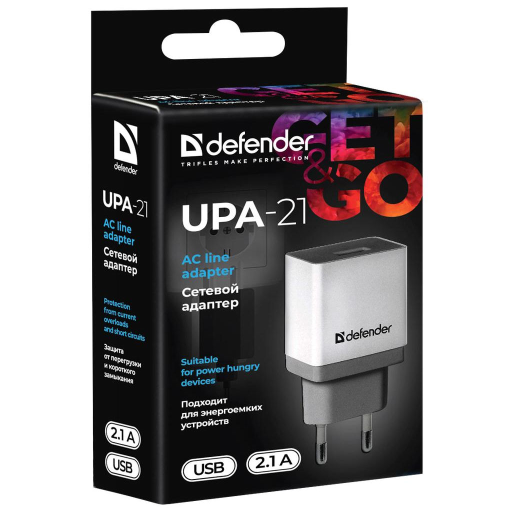 Зарядний пристрій Defender UPA-21 white, 1xUSB, 5V / 2.1A (83571) - зображення 3