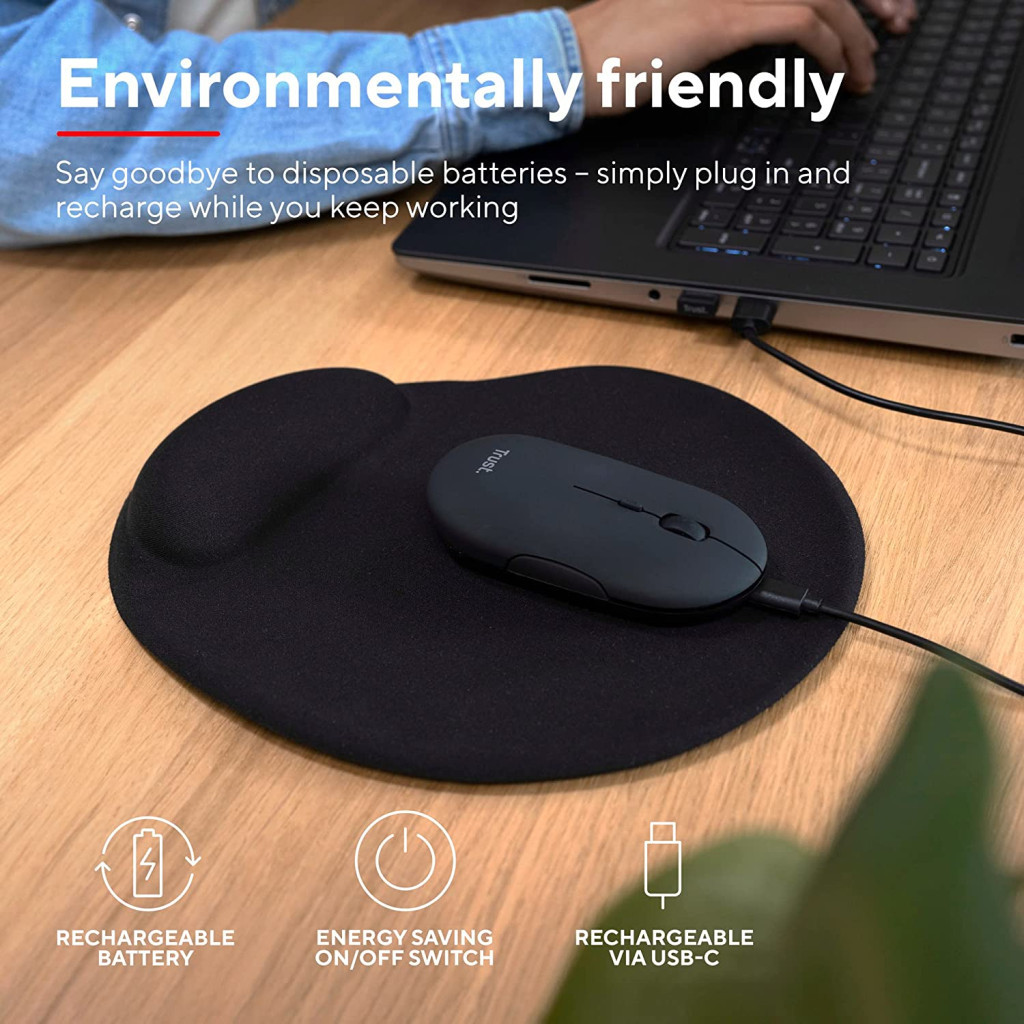 Мишка Trust Puck Wireless/Bluetooth Silent Black (24059) - зображення 10