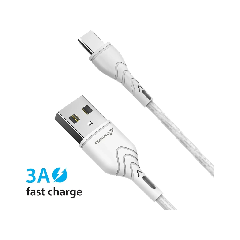 Зарядний пристрій Grand-X Quick Charge QС3.0, + cable USB -> Type C 1m white (CH-550WT) - зображення 3