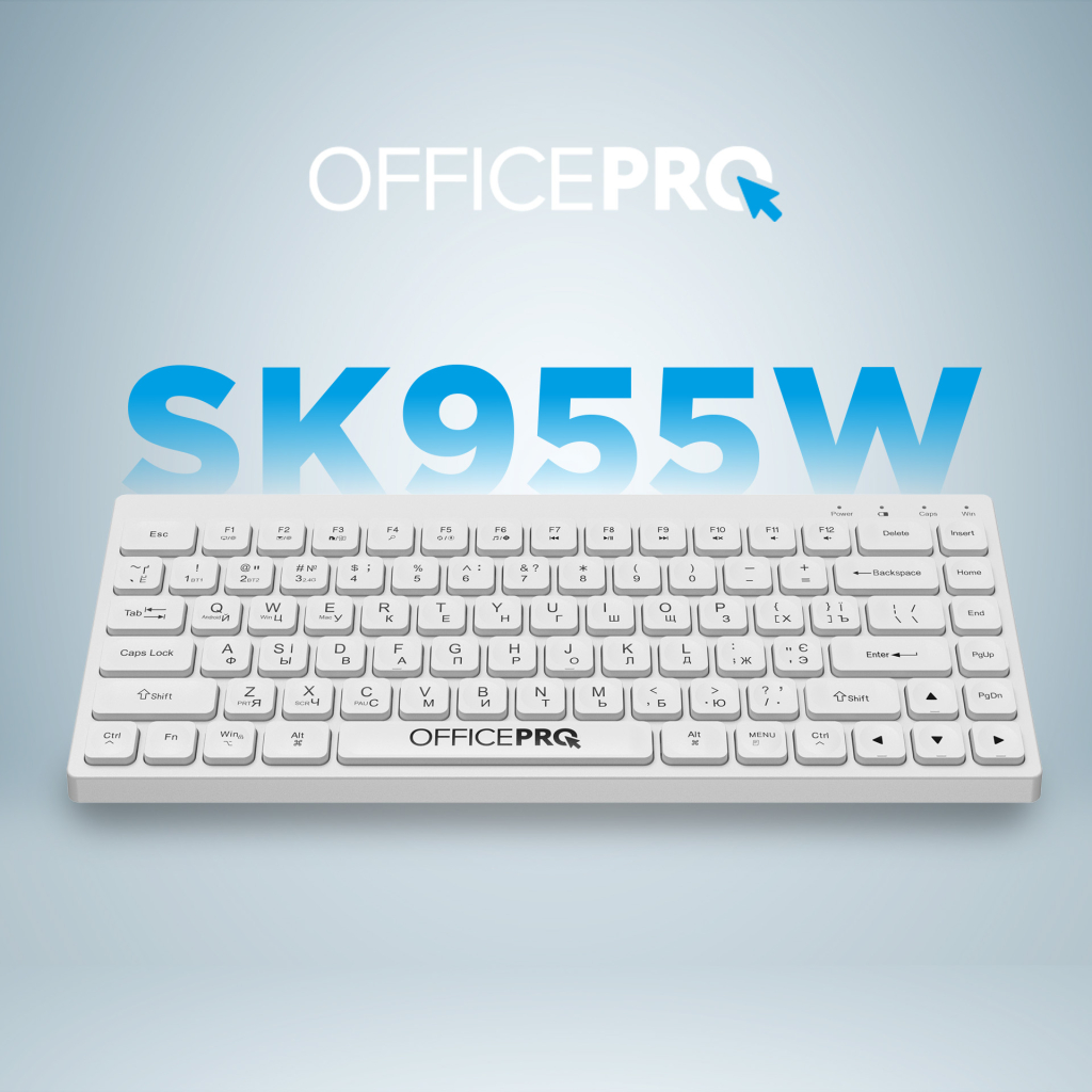 Клавіатура OfficePro SK955W Wireless/Bluetooth White (SK955W) - зображення 7