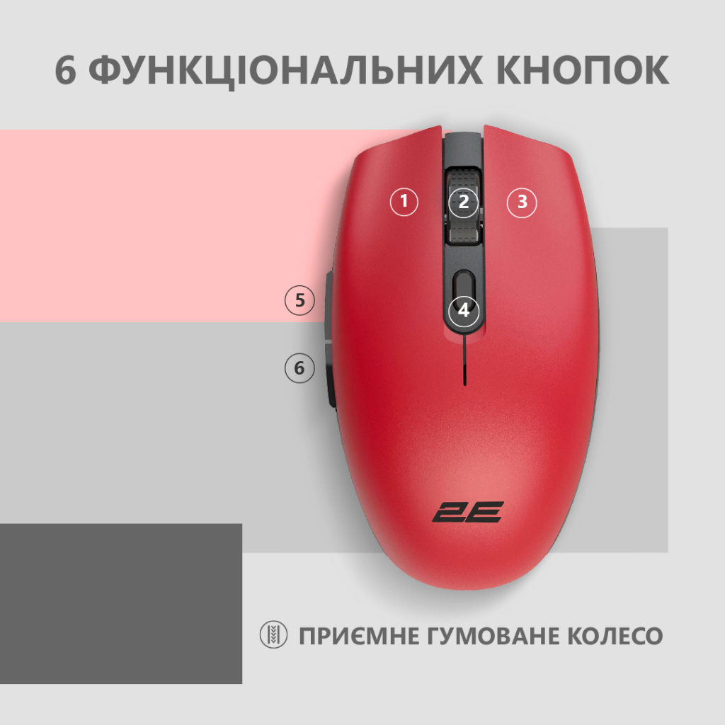 Мишка 2E MF2030 Rechargeable Wireless Red (2E-MF2030WR) - зображення 4