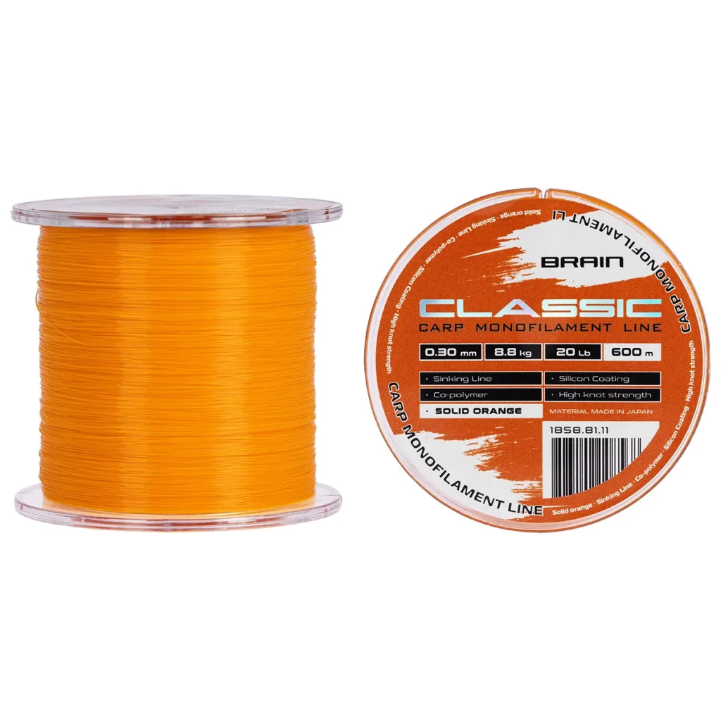 Волосінь Brain Classic Carp Line (solid orange) 600m 0.30mm 20lb 8.8kg (1858.81.11) - зображення 1