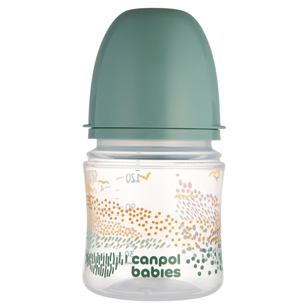 Пляшечка для годування Canpol babies Easystart MOUNTAINS антиколікова з широким отвором 120 мл зелена (35/242_gre) - зображення 1