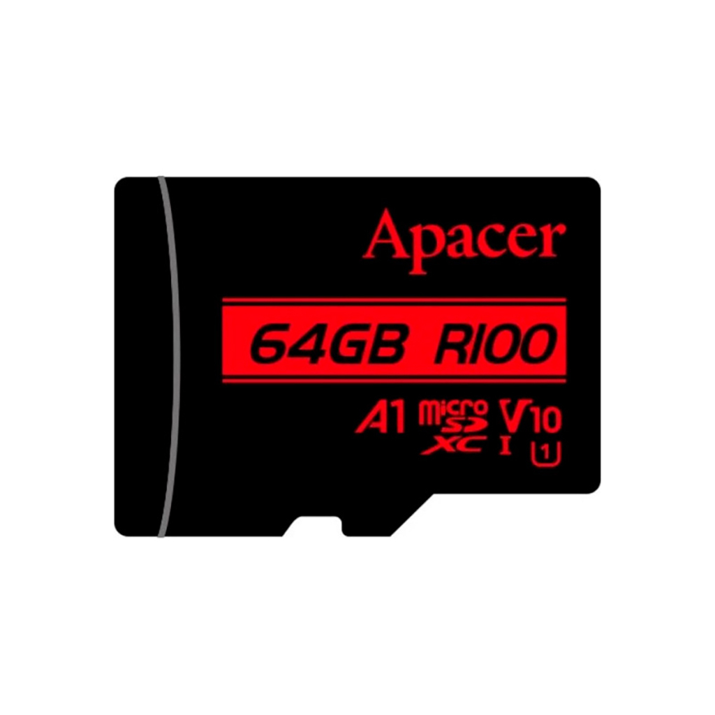 Карта пам'яті Apacer 64GB microSD class 10 UHS-I V10 A1 (AP64GMCSX10UB-RA) - зображення 1