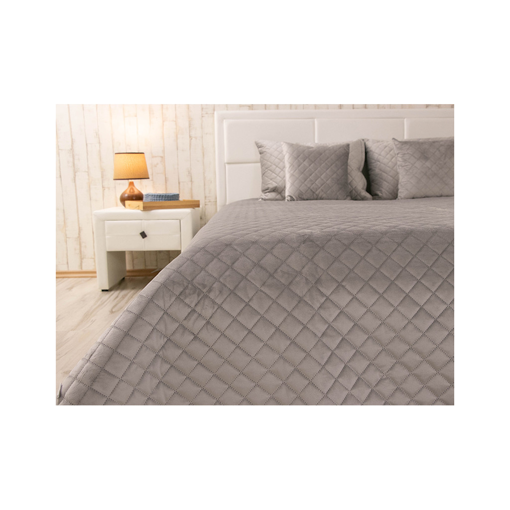 Покривало Руно двостороннє декоративне Velour Grey ромб 220х240 см (330.55_Grey ромб) - зображення 4