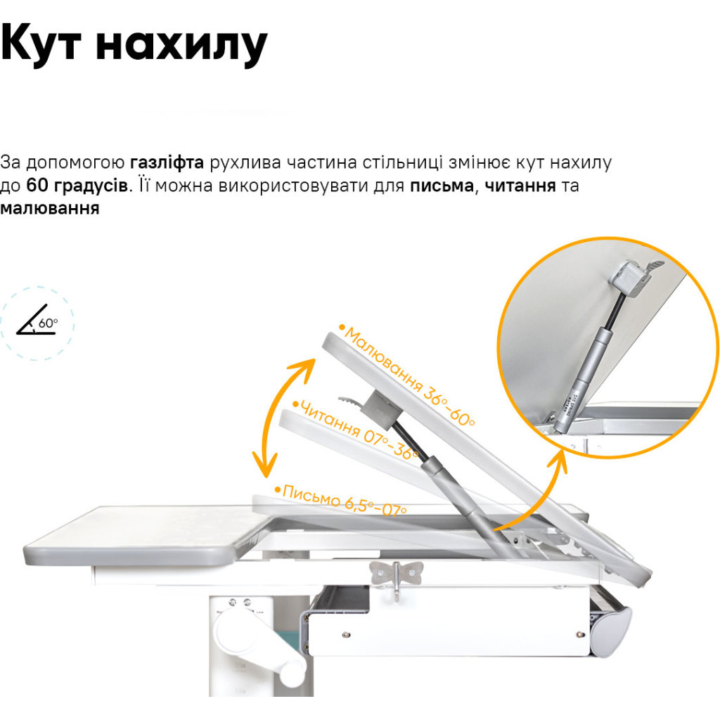 Парта Mealux Vancouver Multicolor Blue з полицею S50 (BD-620 W/G MC + BL + S50 WG) - зображення 8