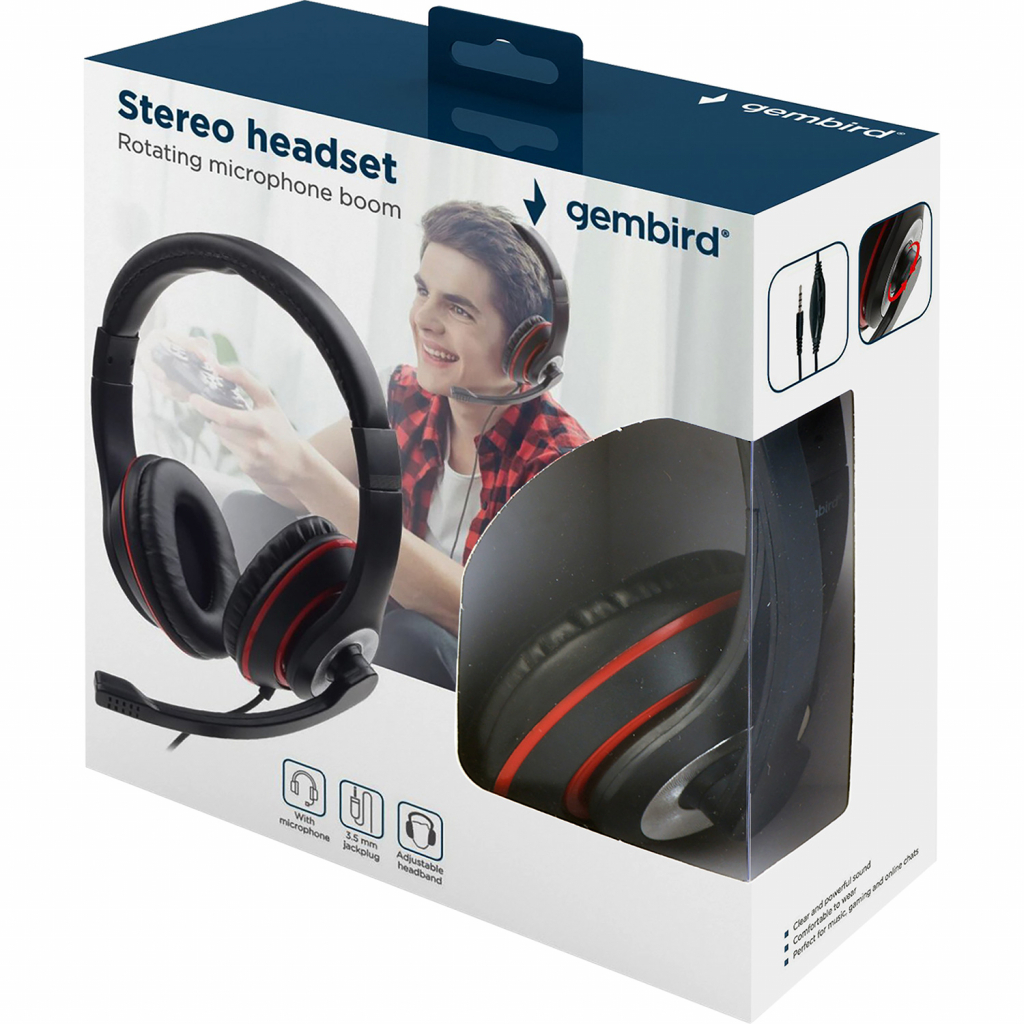 Навушники Gembird MHS-03-BKRD Black/Red (MHS-03-BKRD) - зображення 5