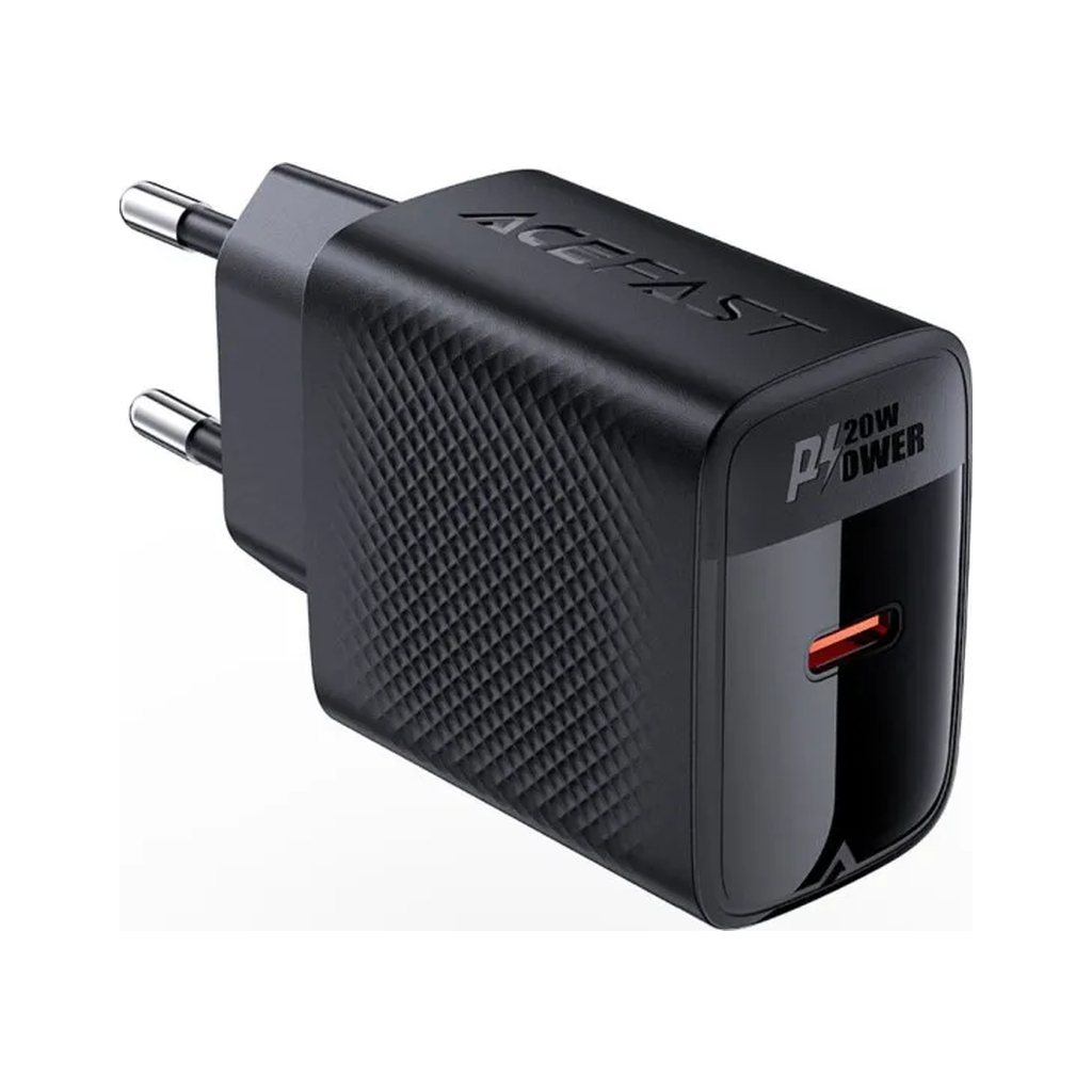 Зарядний пристрій Acefast USB-C 20W + Type-C cable A82 Fast Charger Black (6974316280057) - зображення 1